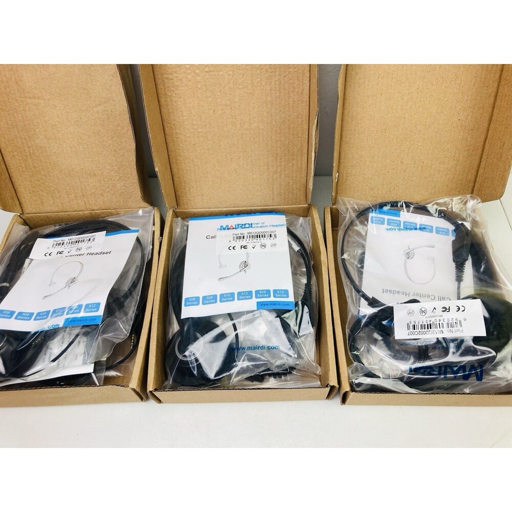 3 Mairdi Professional Communication Headset Lot, Single Ear, M612QD002C007